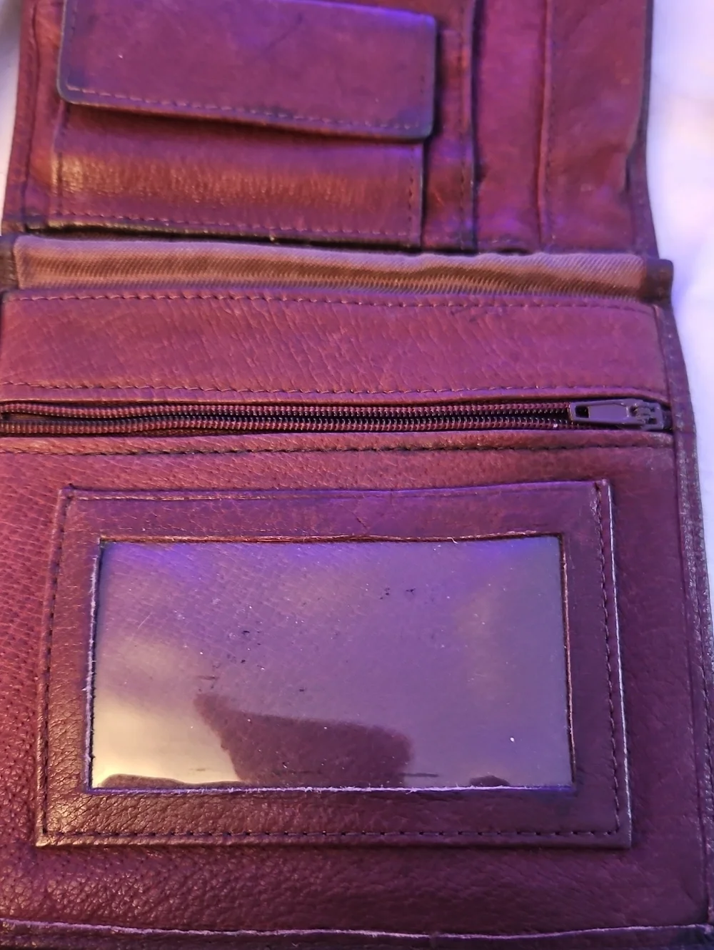 Wilson Purple Brown Leather Wallet Cross Body Purse